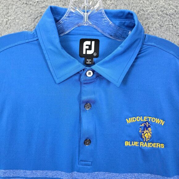 FootJoy Men's Blue Striped Casual Golf Performance Polo Shirt Size XL LOGO - Picture 3 of 13